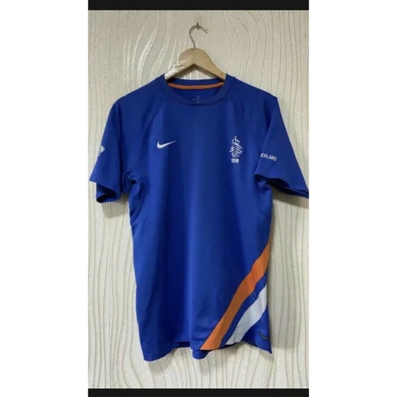 NETHERLANDS TRAINING FOOTBALL SOCCER JERSEY NIKE BLUE sz M MEN BLUE - Picture 1 of 12